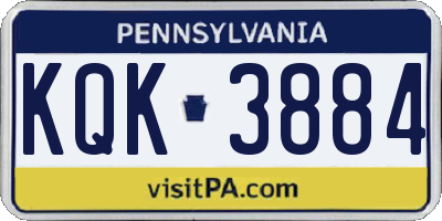 PA license plate KQK3884