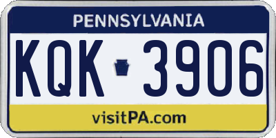 PA license plate KQK3906