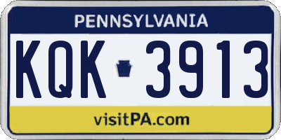 PA license plate KQK3913