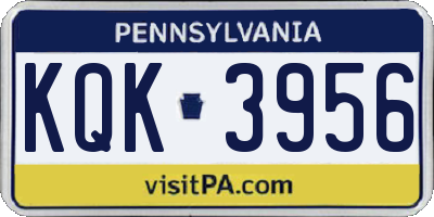 PA license plate KQK3956