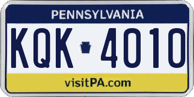 PA license plate KQK4010