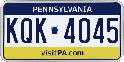 PA license plate KQK4045
