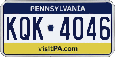 PA license plate KQK4046