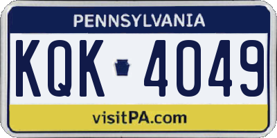 PA license plate KQK4049