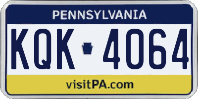 PA license plate KQK4064