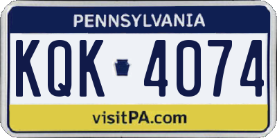 PA license plate KQK4074