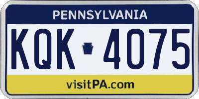 PA license plate KQK4075