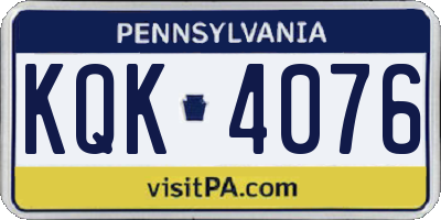 PA license plate KQK4076