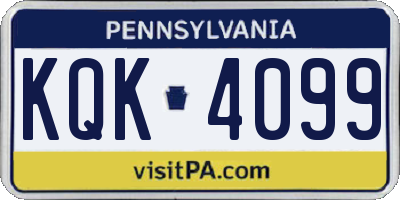 PA license plate KQK4099