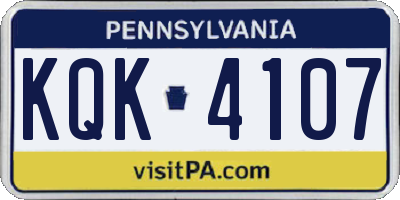 PA license plate KQK4107