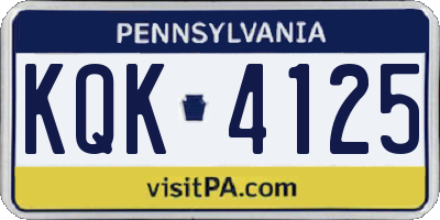PA license plate KQK4125
