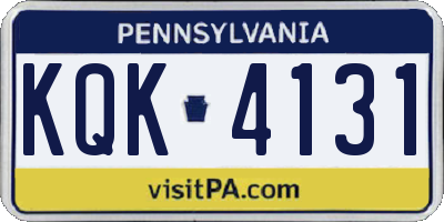 PA license plate KQK4131