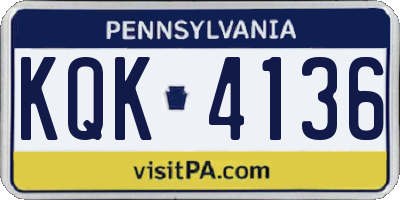 PA license plate KQK4136