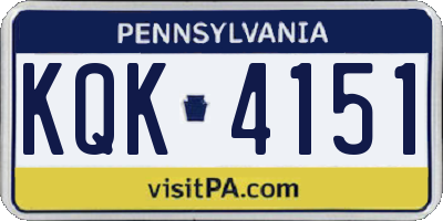 PA license plate KQK4151
