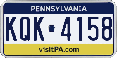 PA license plate KQK4158