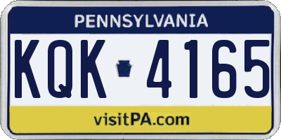 PA license plate KQK4165