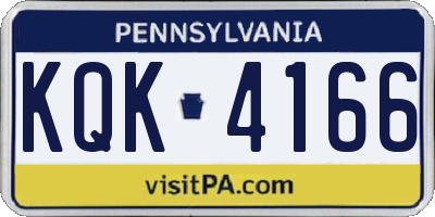 PA license plate KQK4166