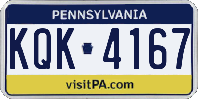 PA license plate KQK4167