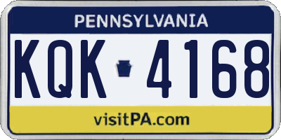 PA license plate KQK4168