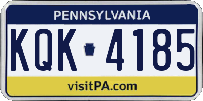 PA license plate KQK4185
