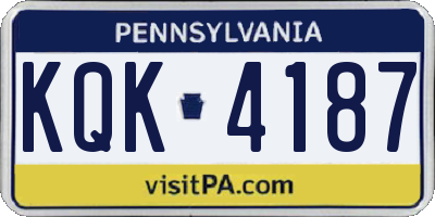 PA license plate KQK4187