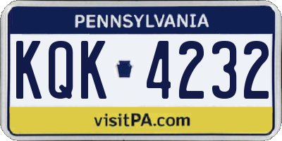 PA license plate KQK4232