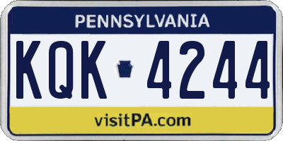 PA license plate KQK4244