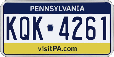 PA license plate KQK4261