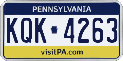 PA license plate KQK4263