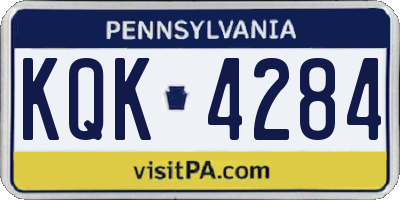 PA license plate KQK4284