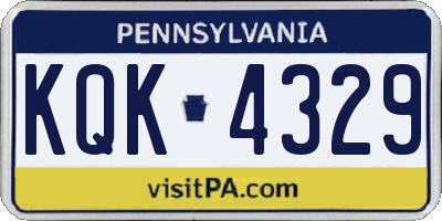 PA license plate KQK4329