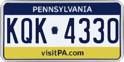 PA license plate KQK4330