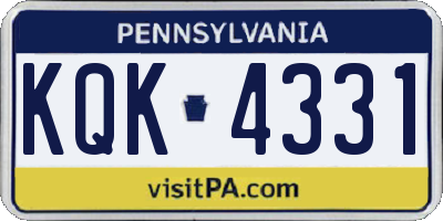 PA license plate KQK4331