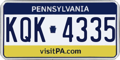 PA license plate KQK4335
