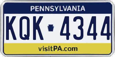 PA license plate KQK4344