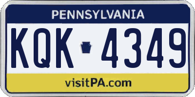 PA license plate KQK4349