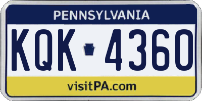 PA license plate KQK4360