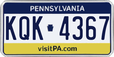 PA license plate KQK4367