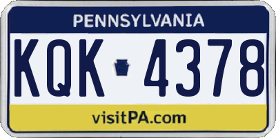 PA license plate KQK4378