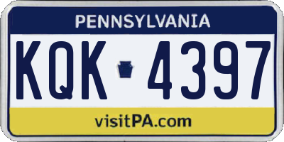 PA license plate KQK4397