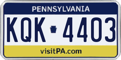 PA license plate KQK4403
