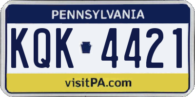 PA license plate KQK4421