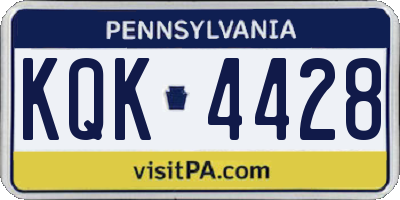 PA license plate KQK4428