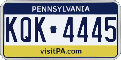 PA license plate KQK4445