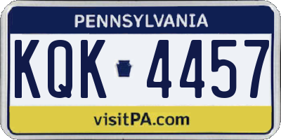PA license plate KQK4457