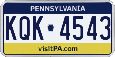 PA license plate KQK4543