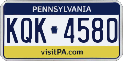 PA license plate KQK4580