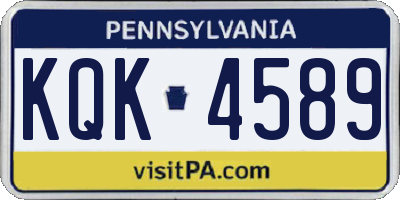 PA license plate KQK4589