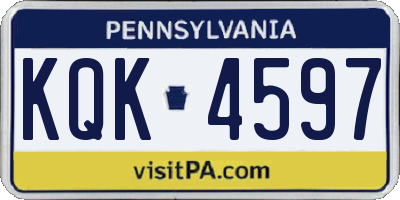 PA license plate KQK4597