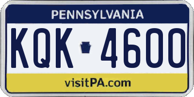 PA license plate KQK4600